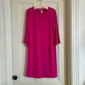 Chico's Dress Size 0 = Womens XS Hot Pink Flowy Sleeves Midi Glam